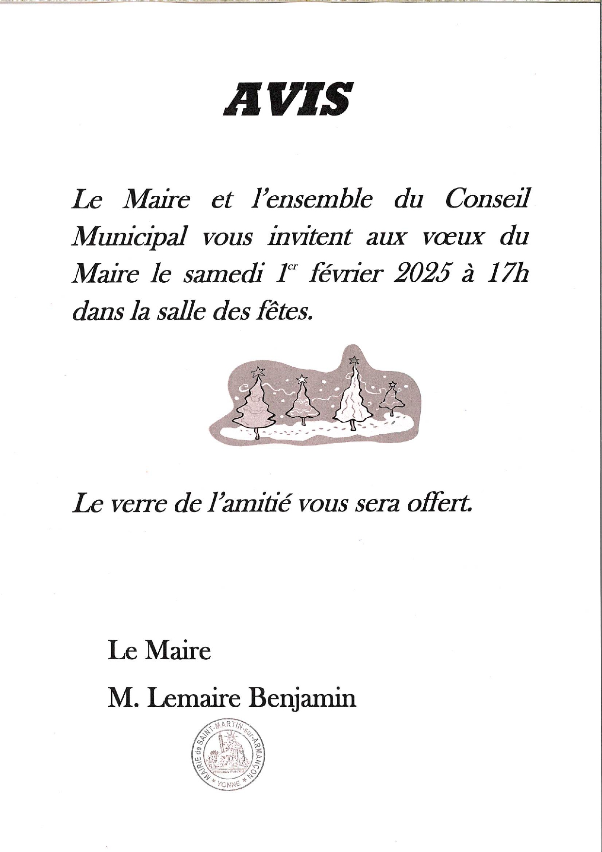 Voeux maire Saint Martin sur Armancon