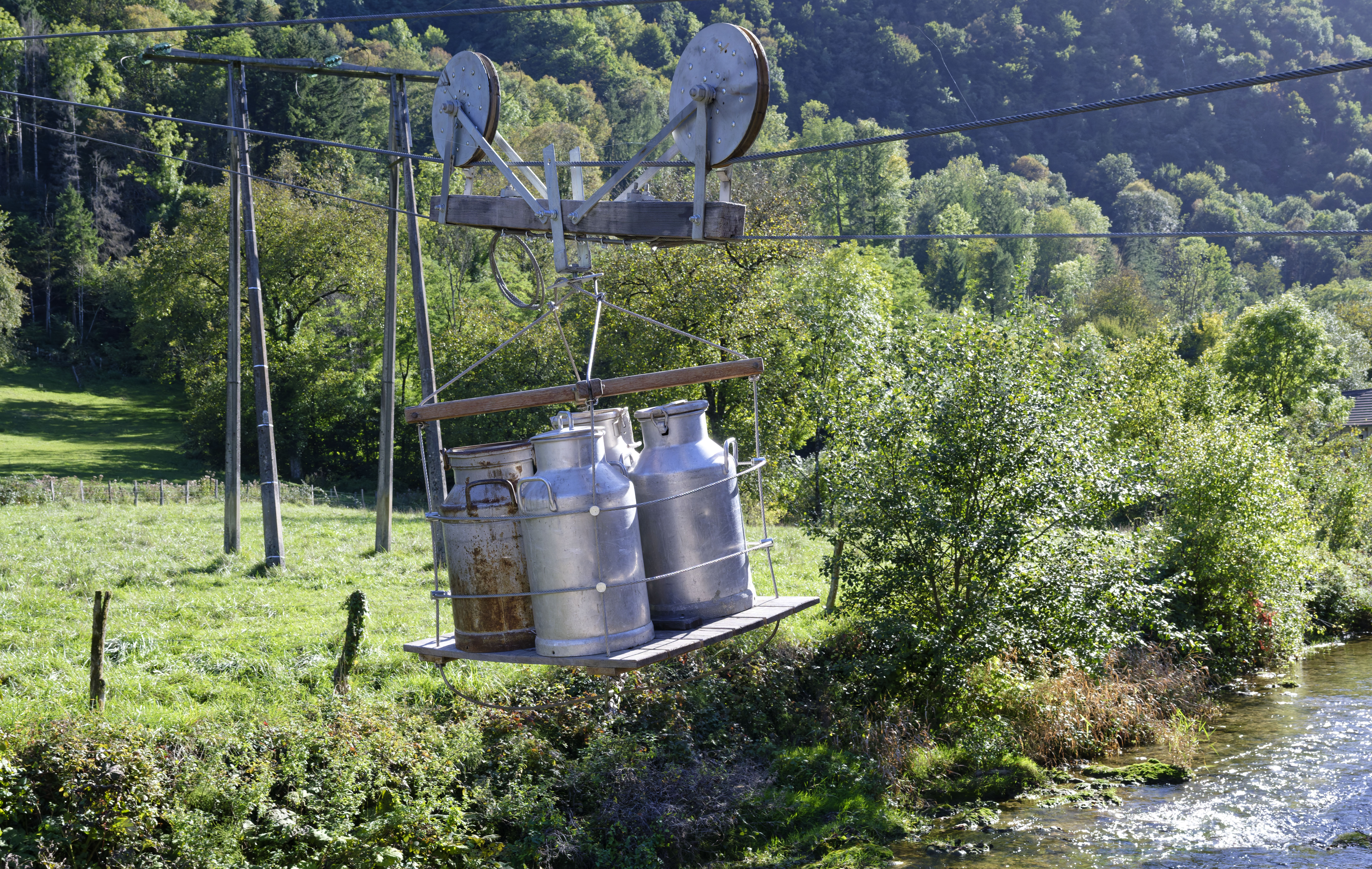 Démonstrations téléphérique à lait