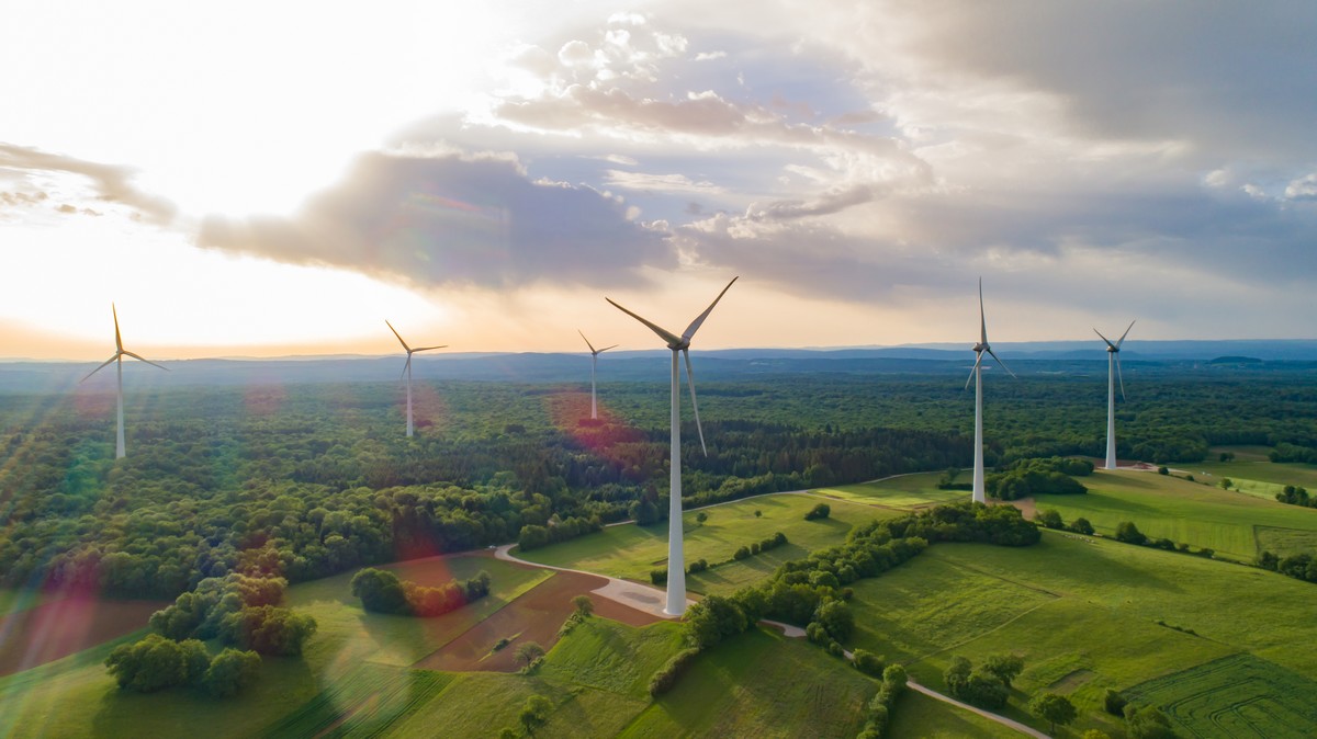 Vue aérienne éoliennes