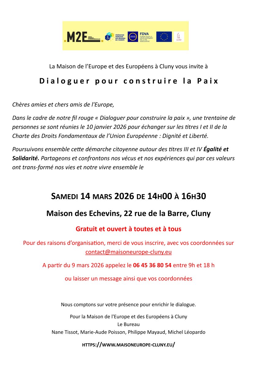Atelier n. 2 : Charte des droits fondamentaux de l'UE : Egalité, Solidarité