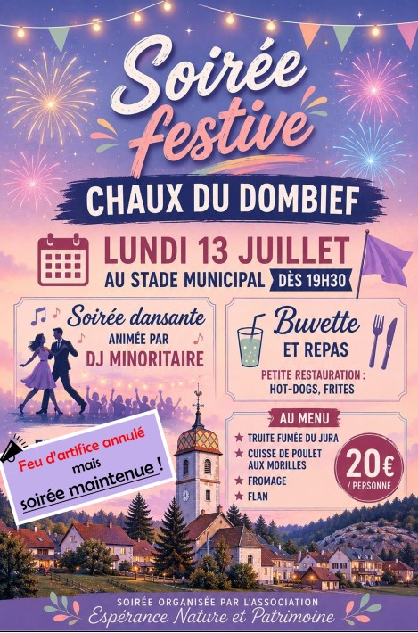 Soirée festive maintenue (sans les feux d'artifice).