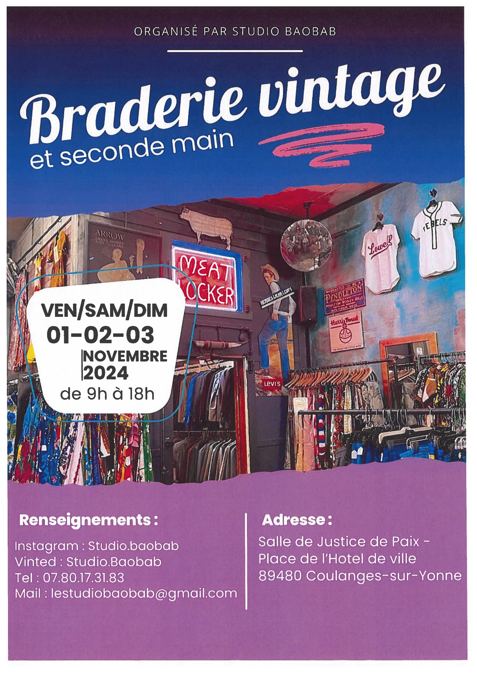 1-2-3 nov 2024 braderie vintage et seconde main coulanges