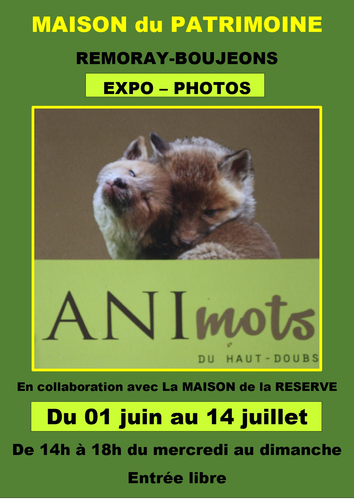 1 juin au 14 juillet - exposition ani'mots - remoray bougeon