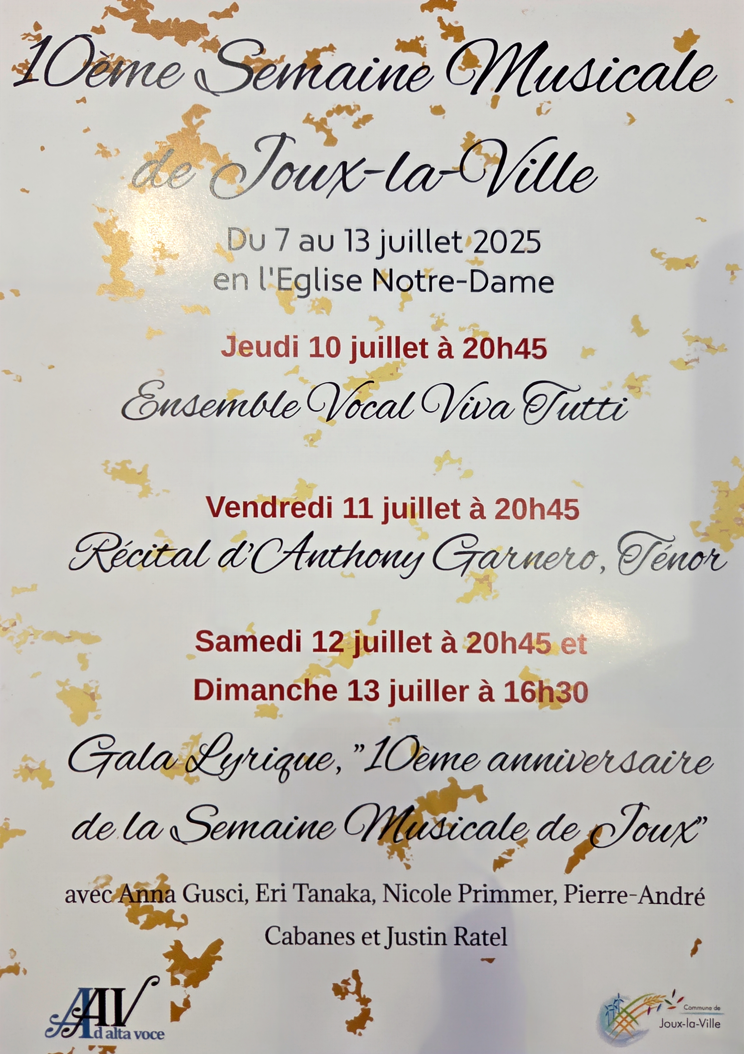 Semaine Musicale JOUX LA VILLE