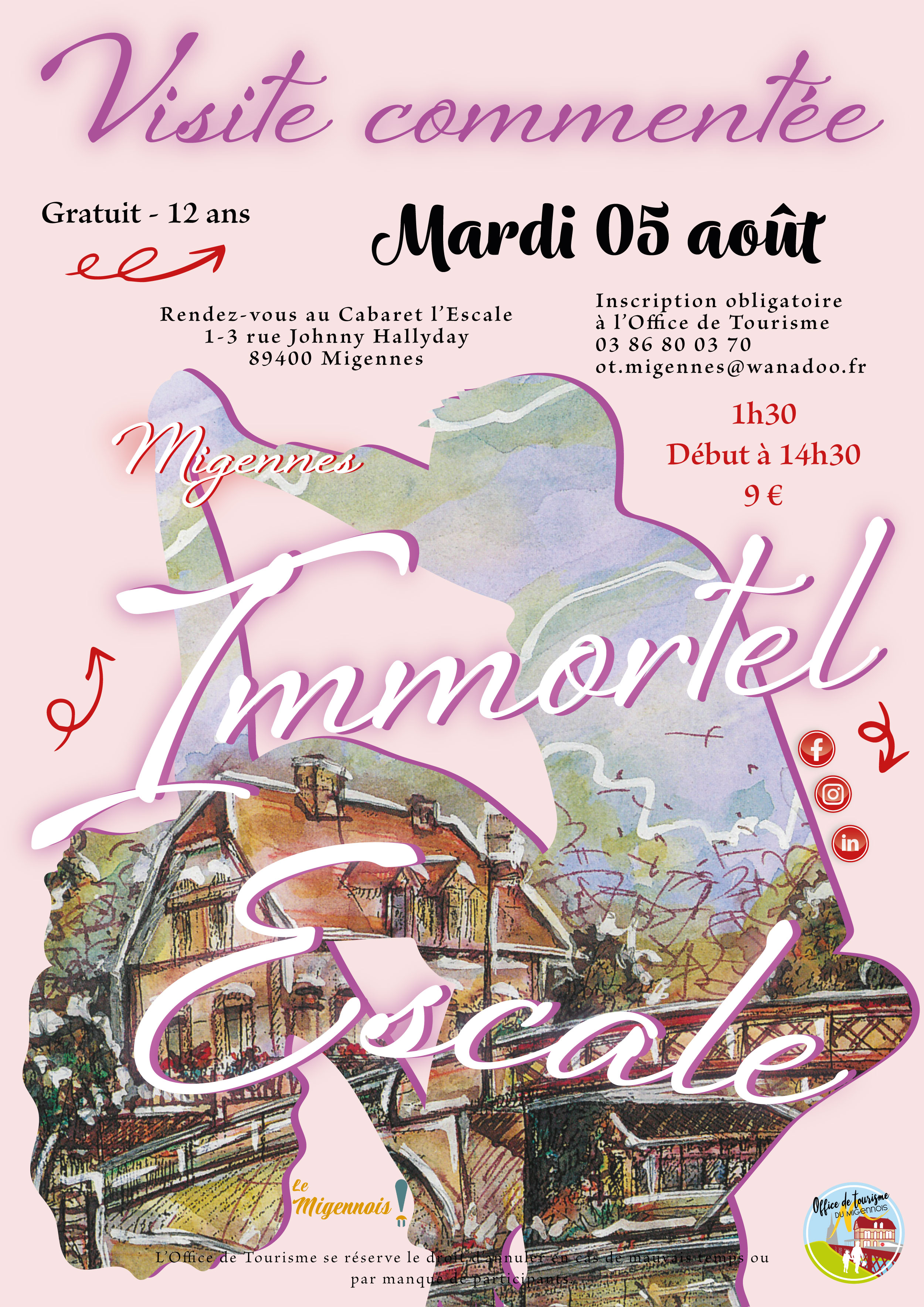 Affiche - Migennes - Visite guidée et musicale Immortel Escale
