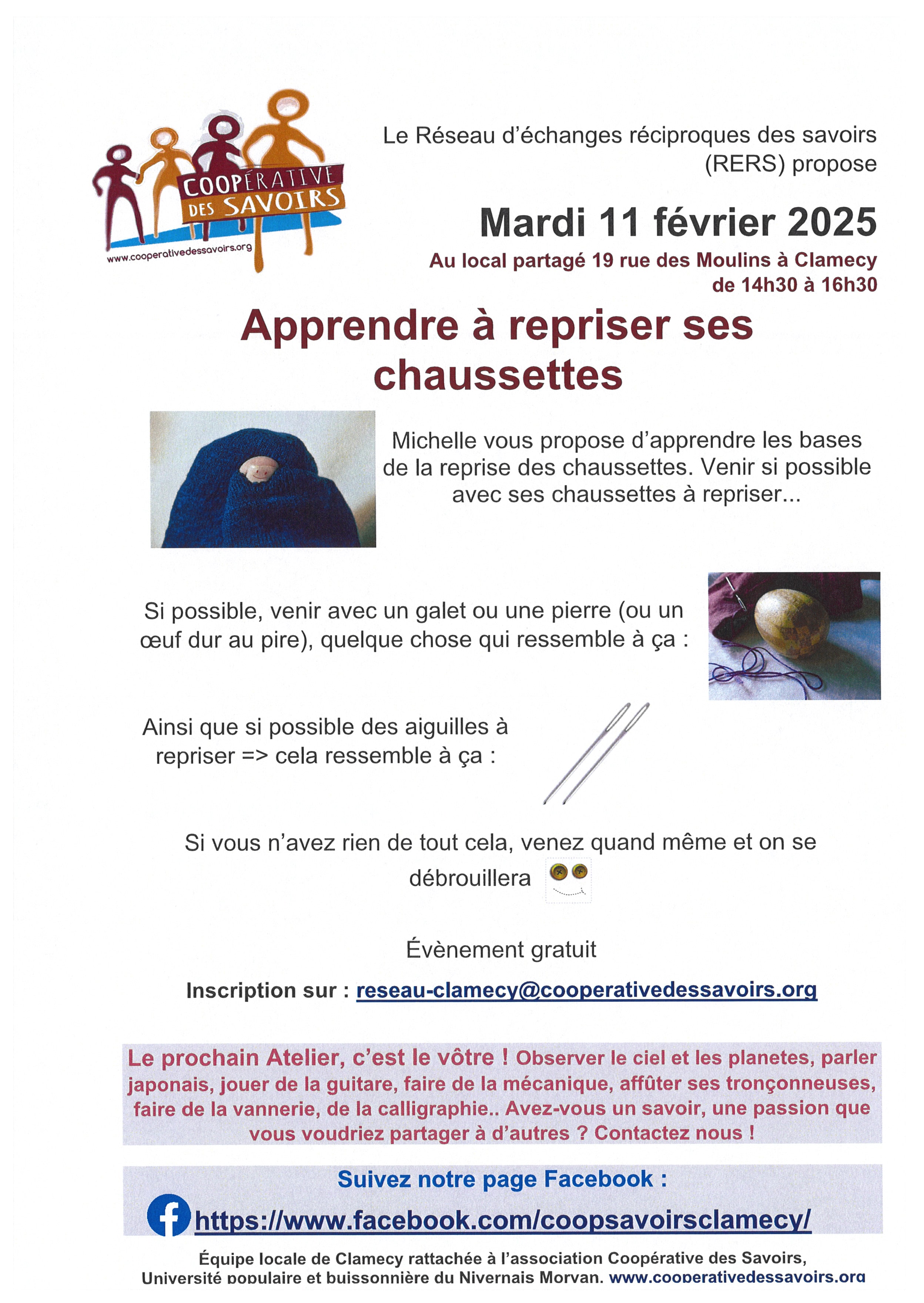 11 février 2025 Coop des Savoirs atelier repriser ses chausettes-min