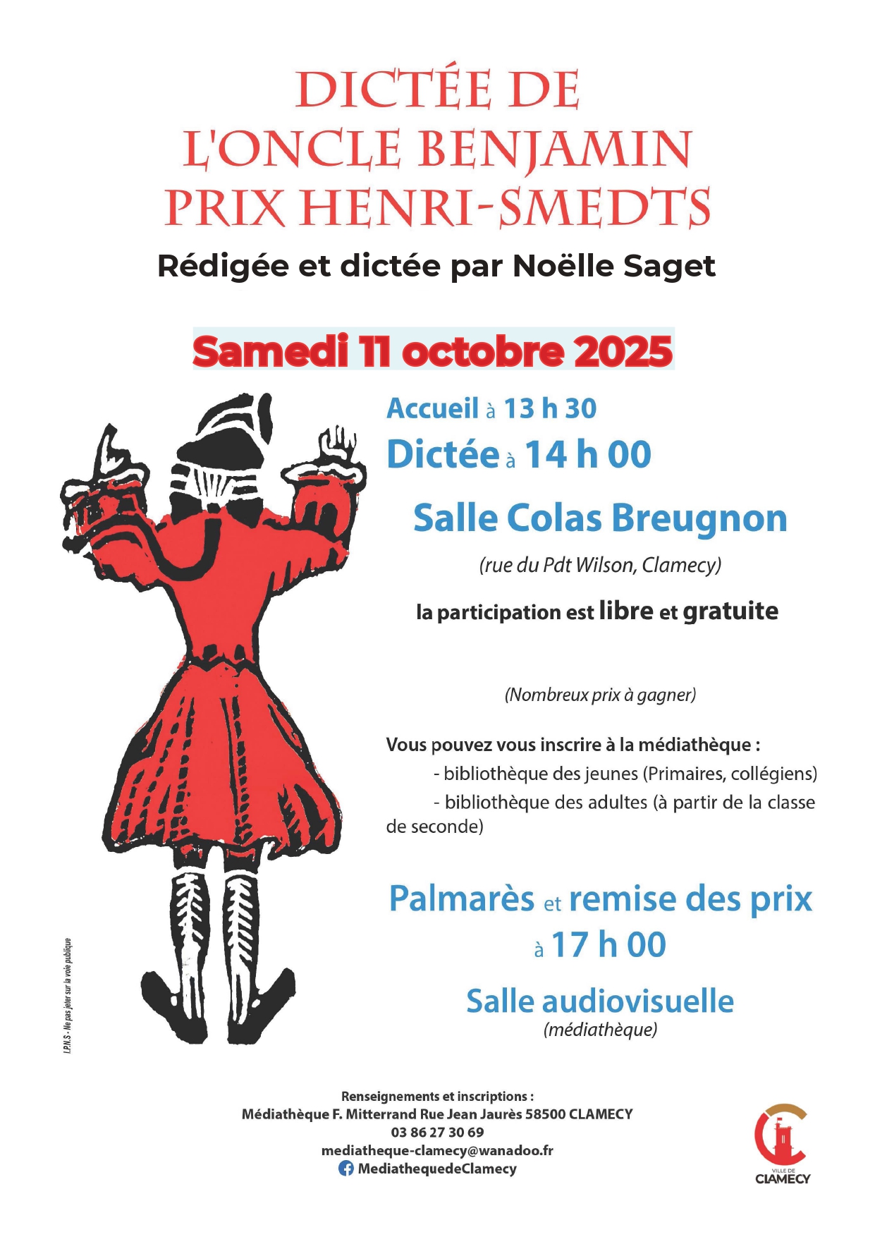 11 octobre 2025 - Dictée de L'Oncle Benjamin Prix Henri-Smedts - Clamecy