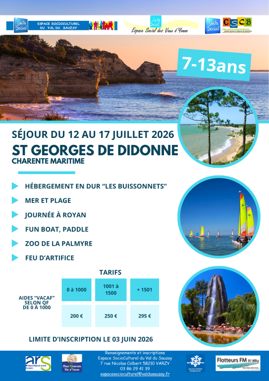 Séjour à Saint Georges de Didonne pour les enfants de 7 à 13 ans