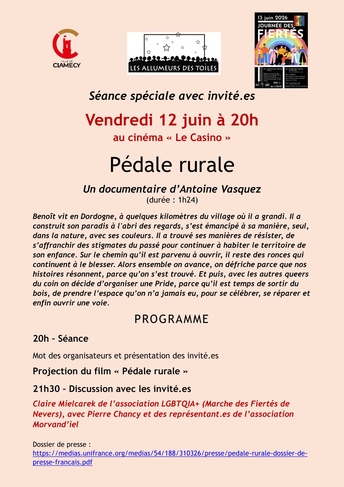 Dans le cadre de la 4ème édition du Festival Morvand'iel et avec les Allumeurs des Toiles - Projection du documentaire "Pédale rurale" — visuel événement
