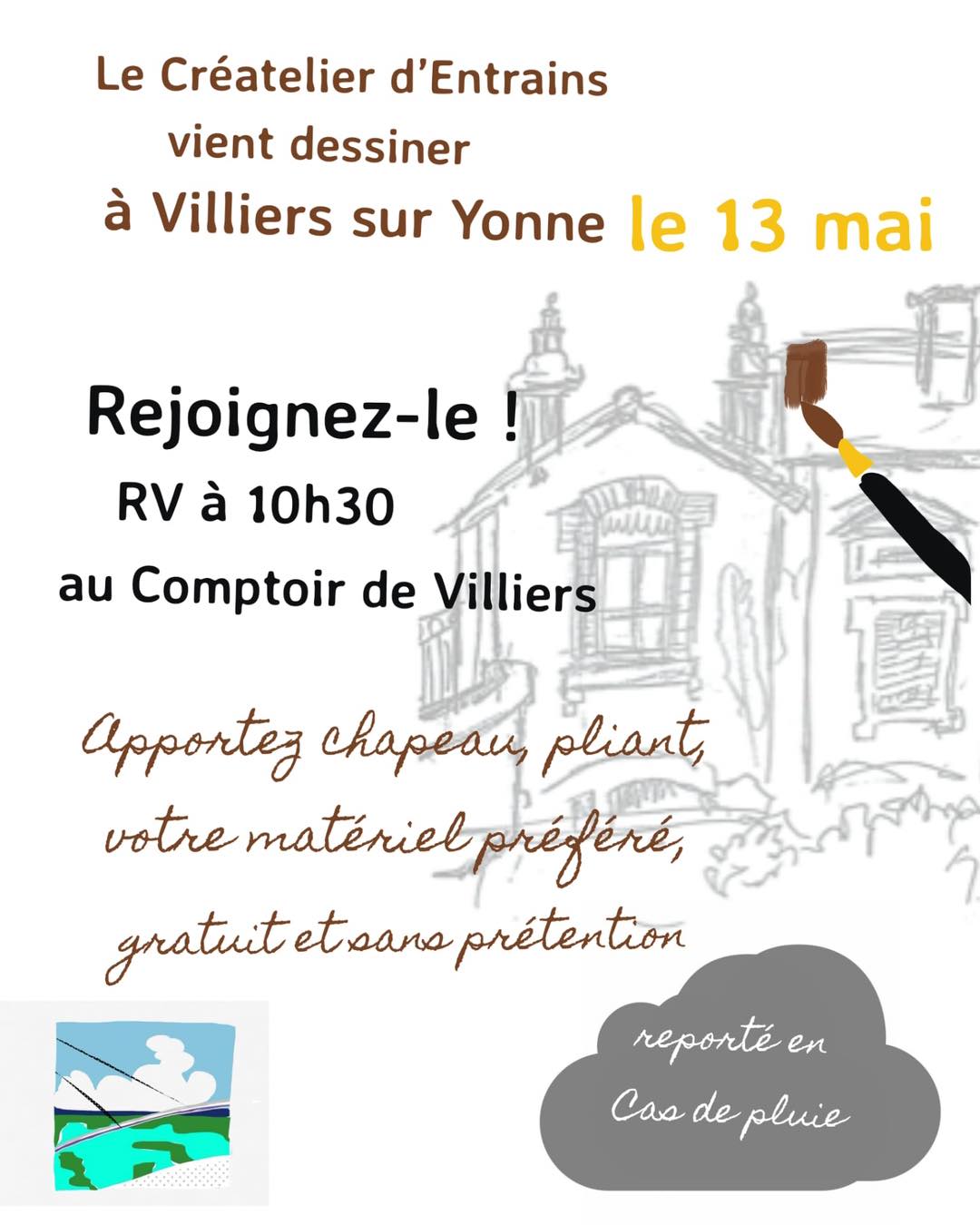 Le Créatelier d'Entrains vient dessiner à Villiers-sur-Yonne — visuel événement