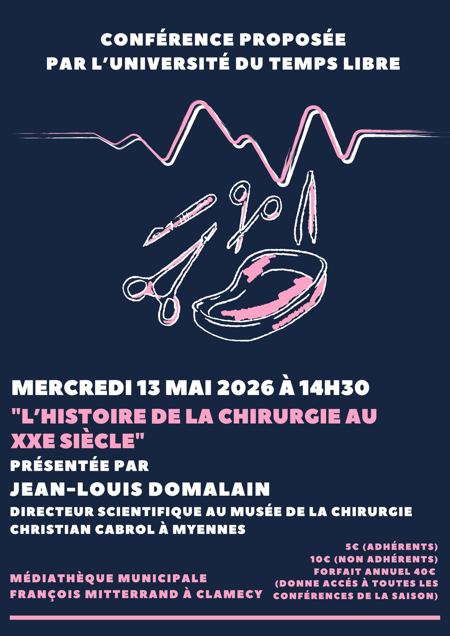 Conférence : "L'histoire de la chirurgie au XXe siècle" — visuel événement