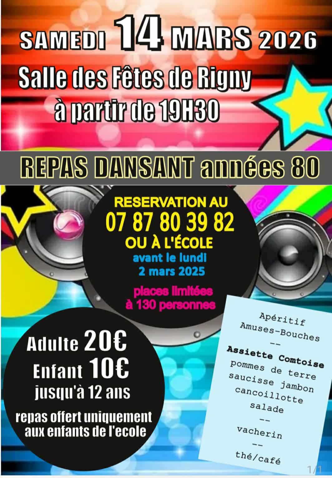 Repas dansant années 80