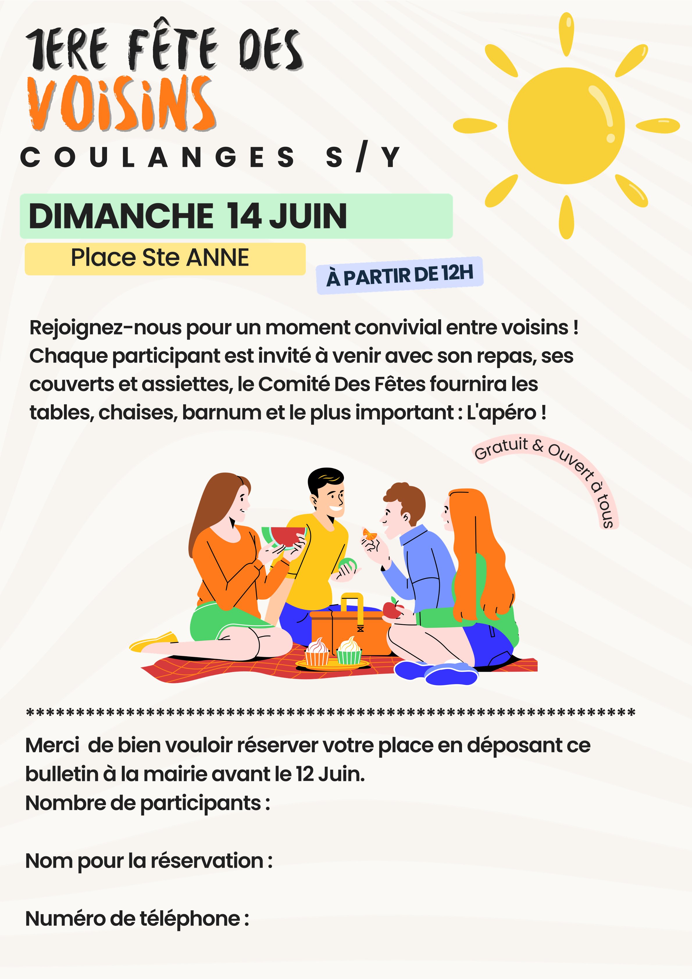 1ère fête des voisins à Coulanges-sur-Yonne — visuel événement