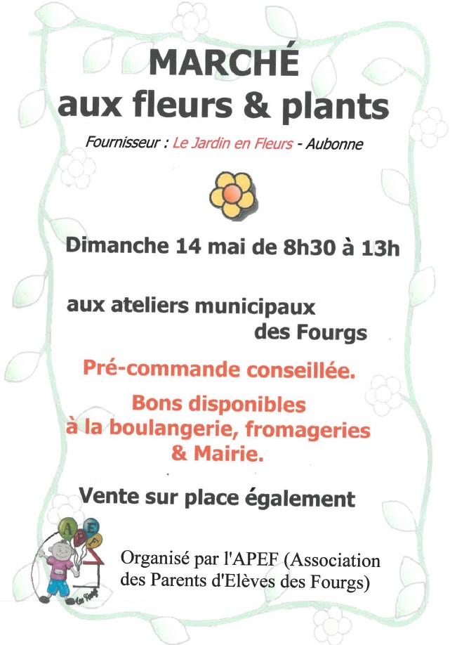 14 mai - marché aux plants - Les Fourgs