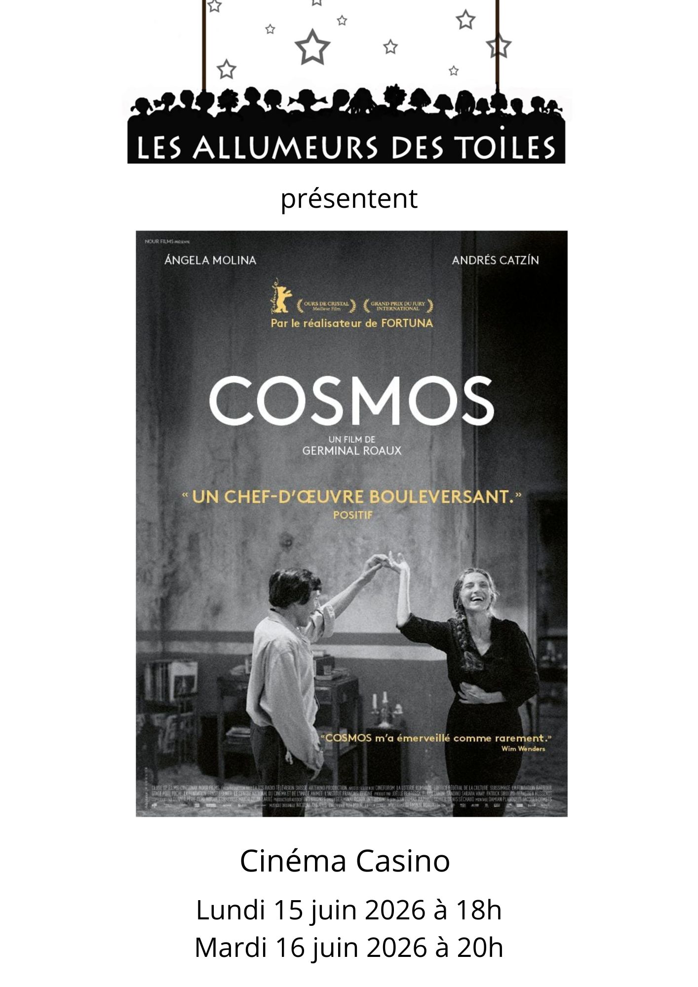 Les Allumeurs des Toiles présentent : "Cosmos" - Drame de Germinal Roaux