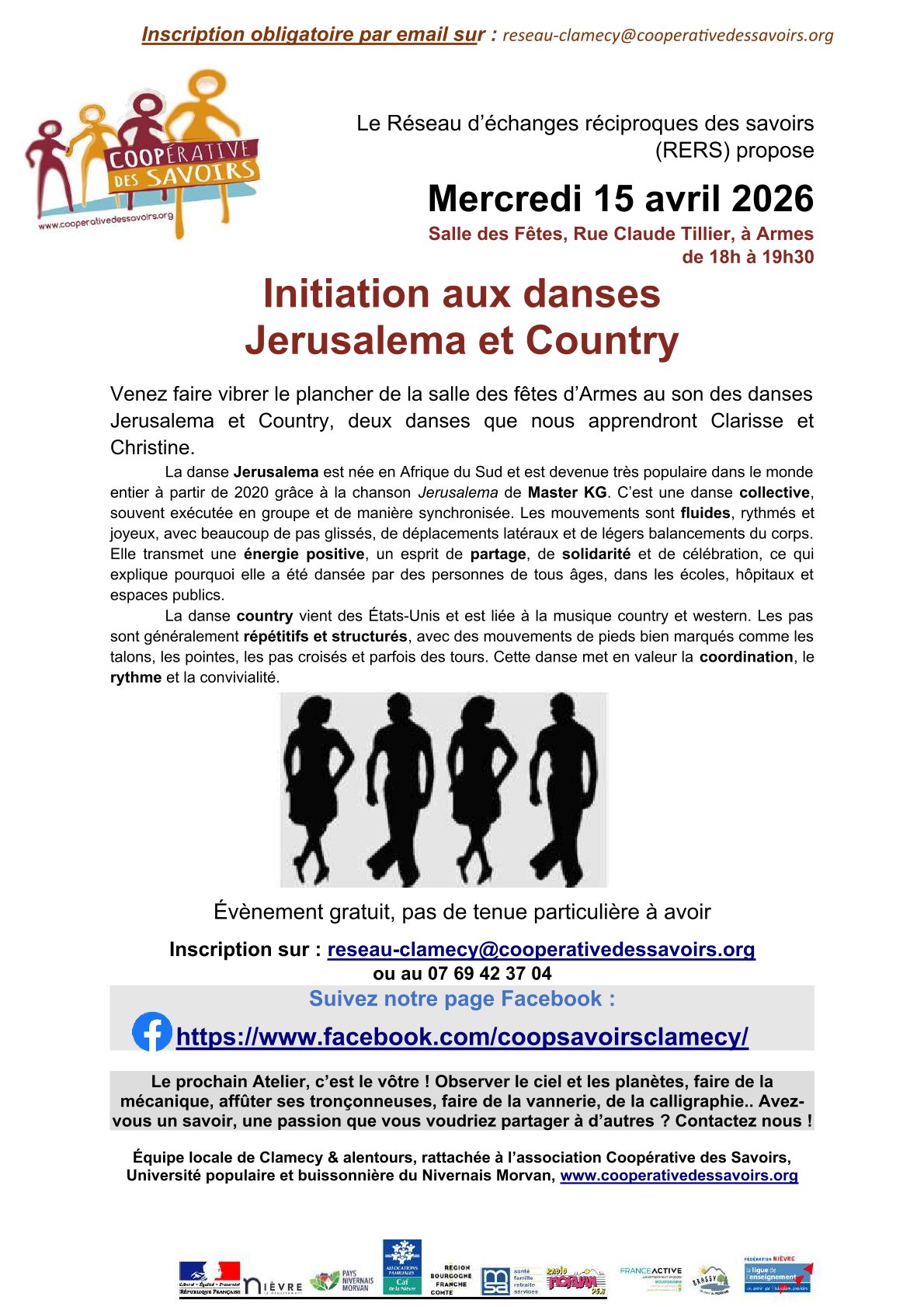 La coopérative des savoirs propose : Initiation aux danses Jerusalema et Country