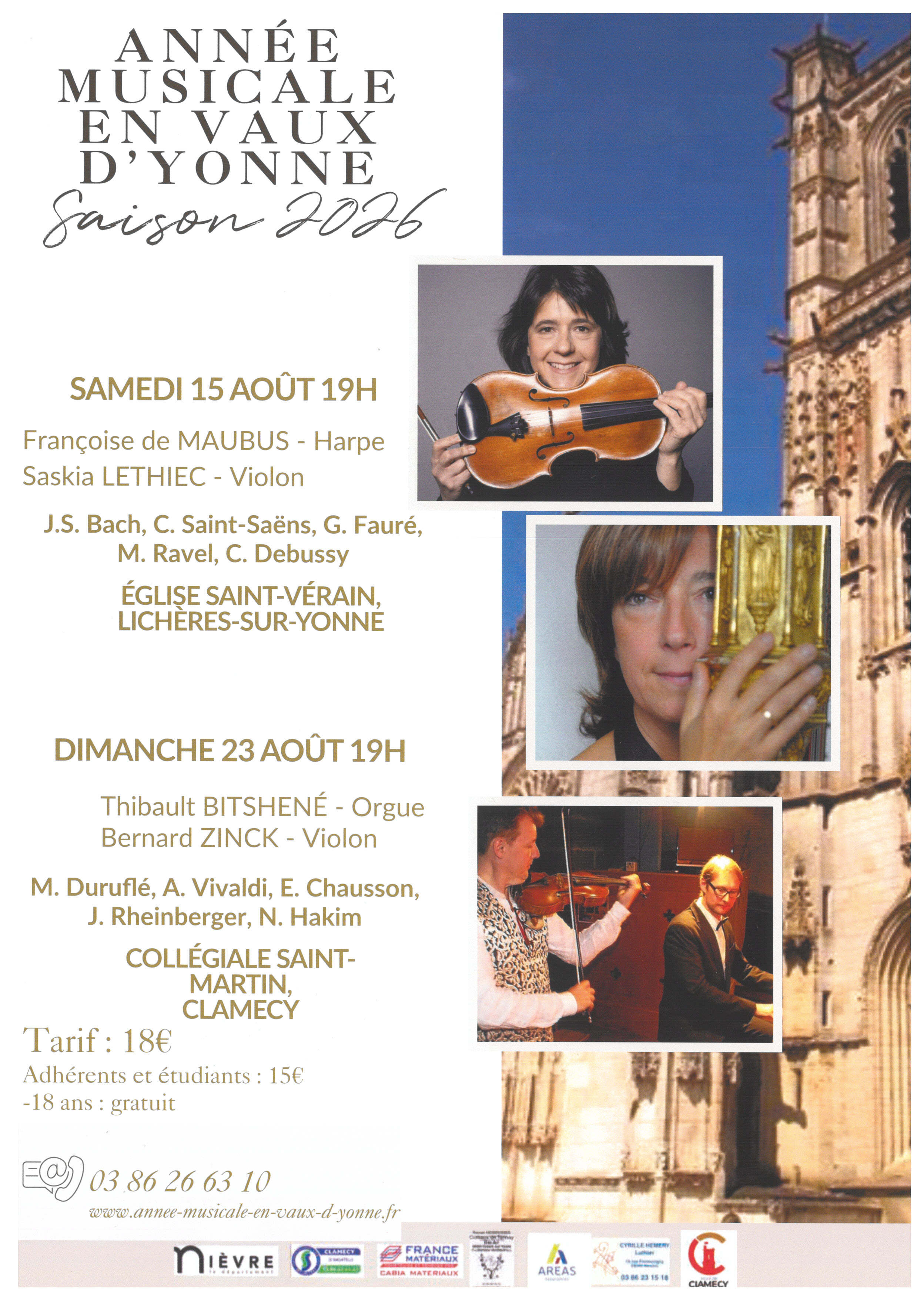 Concert Fédémuse : Concert de  Françoise de MAUBUS (harpe) et  Saskia LETHIEC (violon)