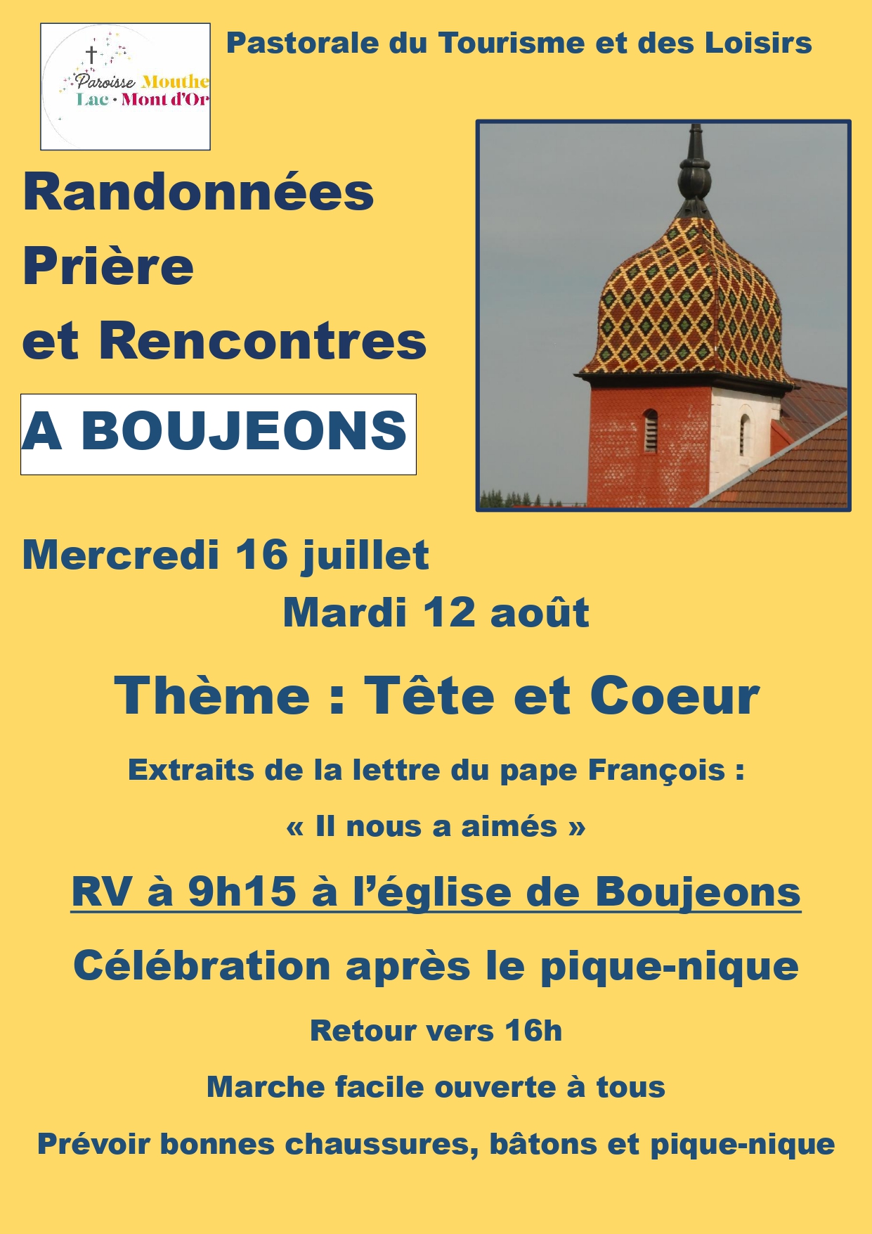 16 juil et 12 août - rencontres et prières - Boujeons
