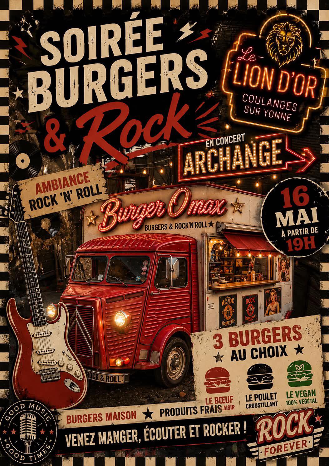Soirée burgers & rock au Lion d'Or — visuel événement
