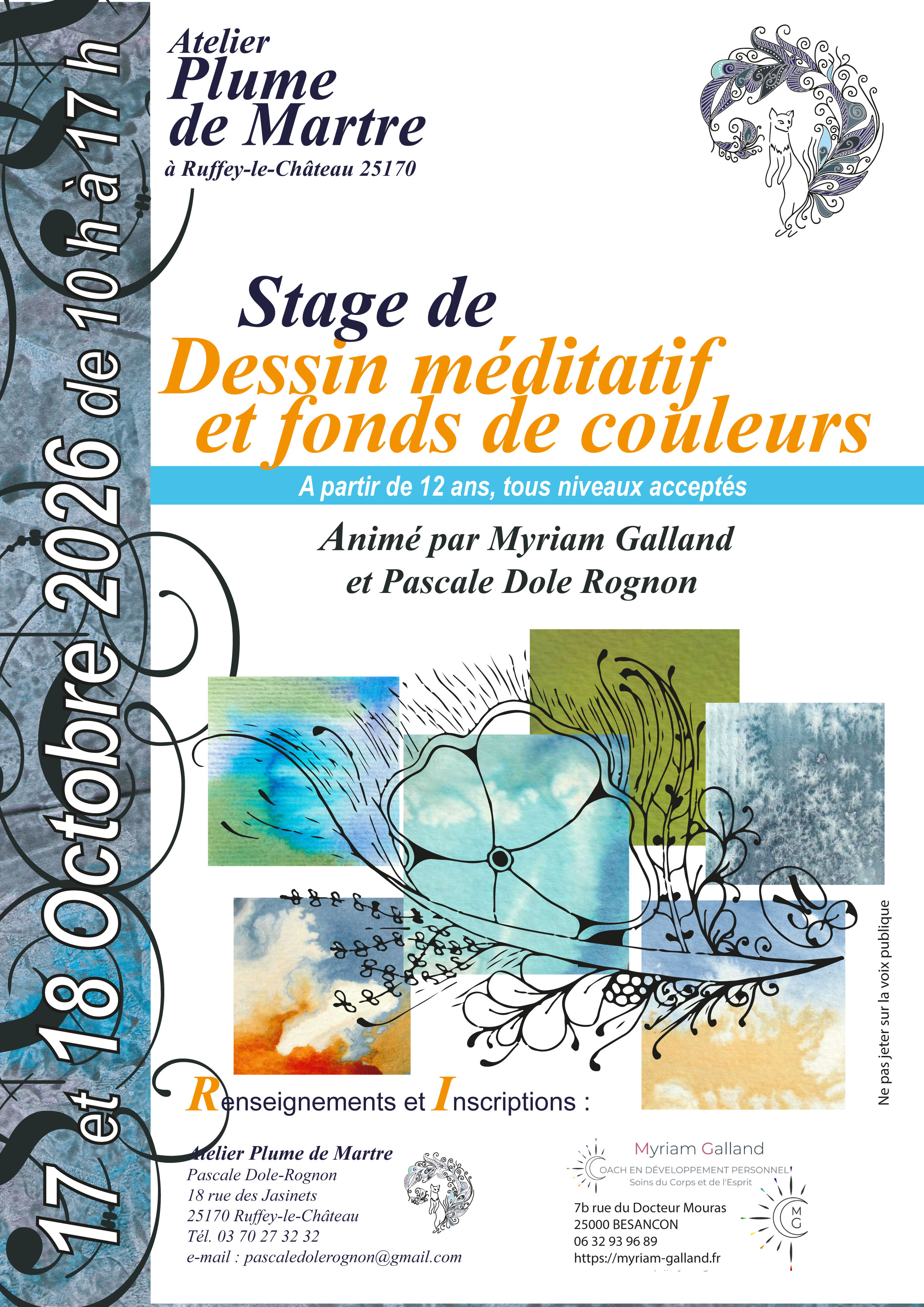 Stage de dessin méditatif et fonds de couleurs