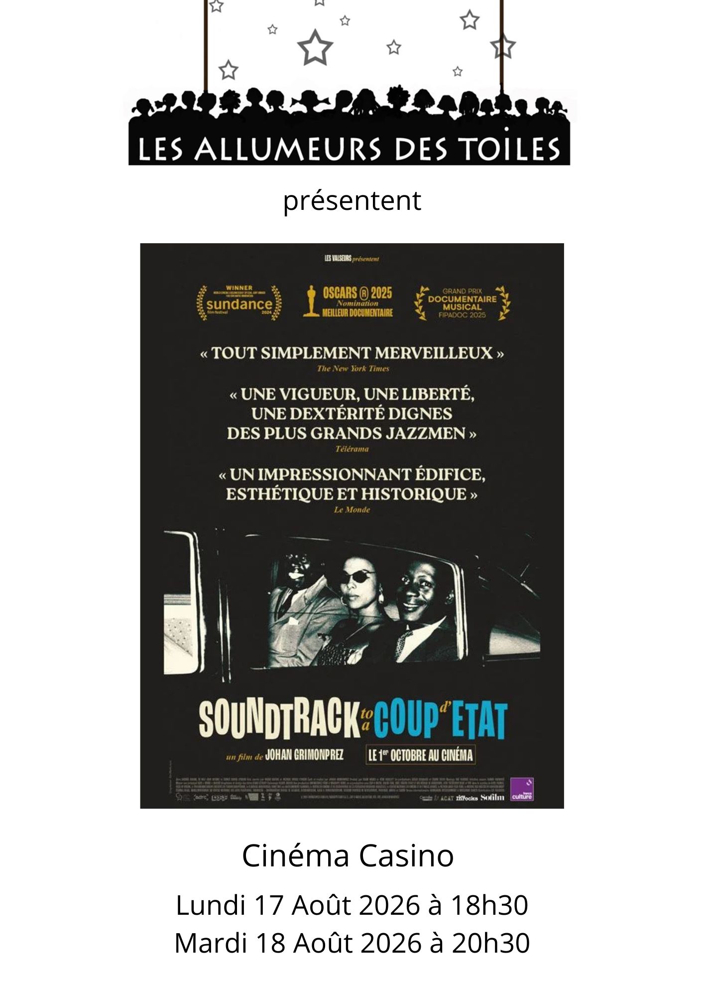 Les Allumeurs des Toiles présentent : "Soundtrack to a Coup d'Etat" - Documentaire de Johan Grimonprez
