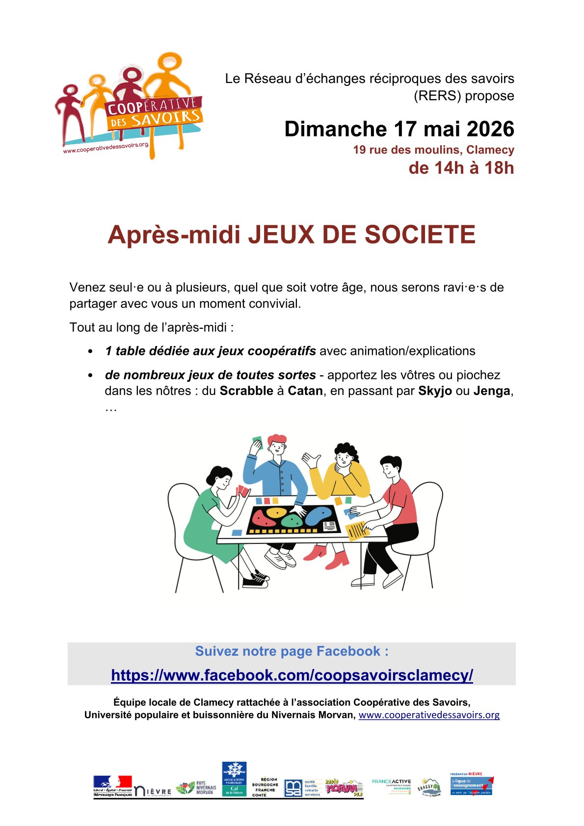 La Coopérative des Savoirs propose : Après-midi jeux de société — visuel événement