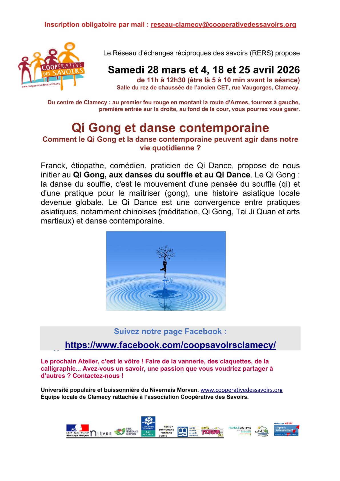 La Coopérative des savoirs  propose : Qi Gong et danse contemporaine, Clamecy
