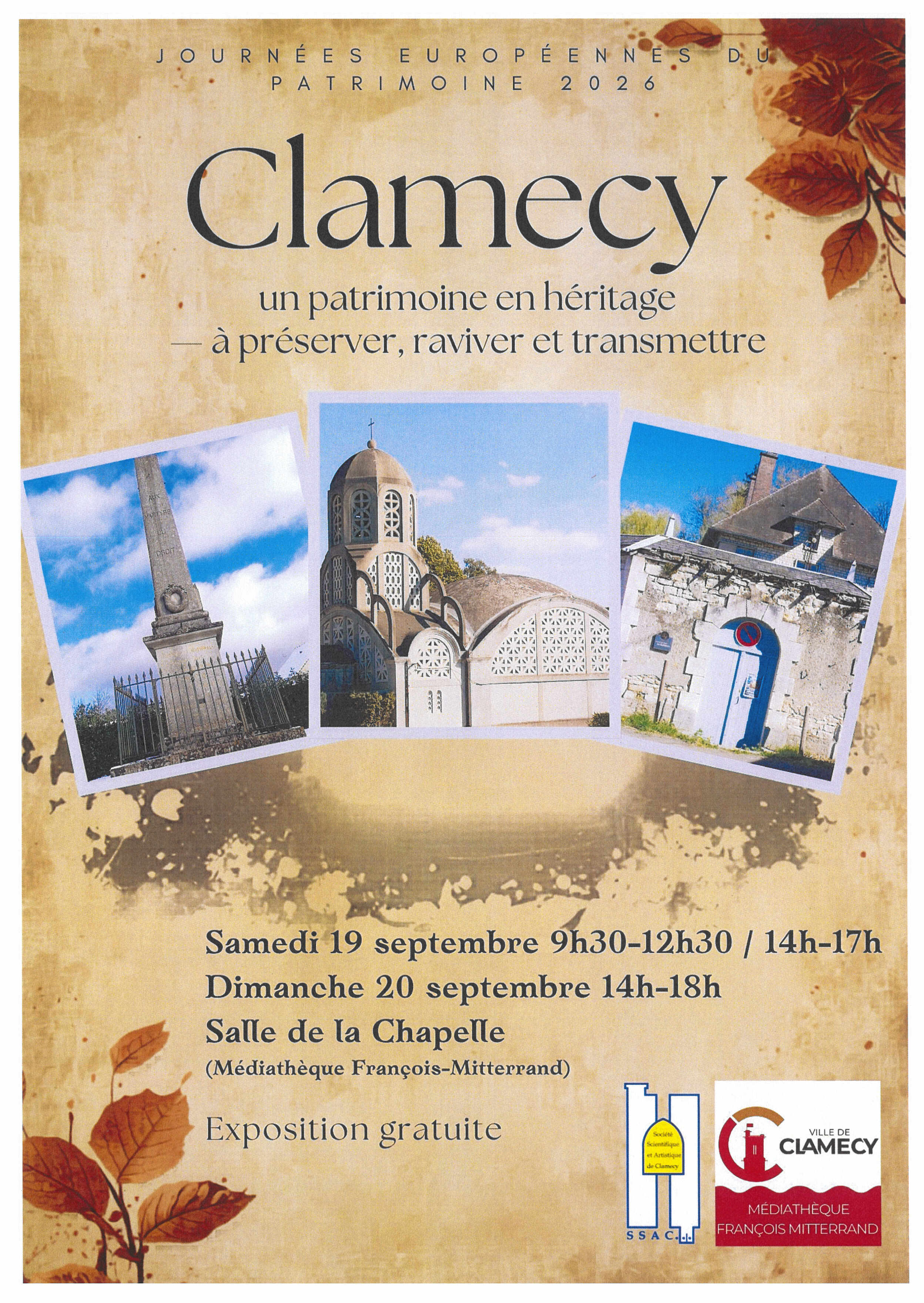 Journées Européennes du Patrimoine - Exposition : "Clamecy : un patrimoine à préserver, raviver et transmettre""