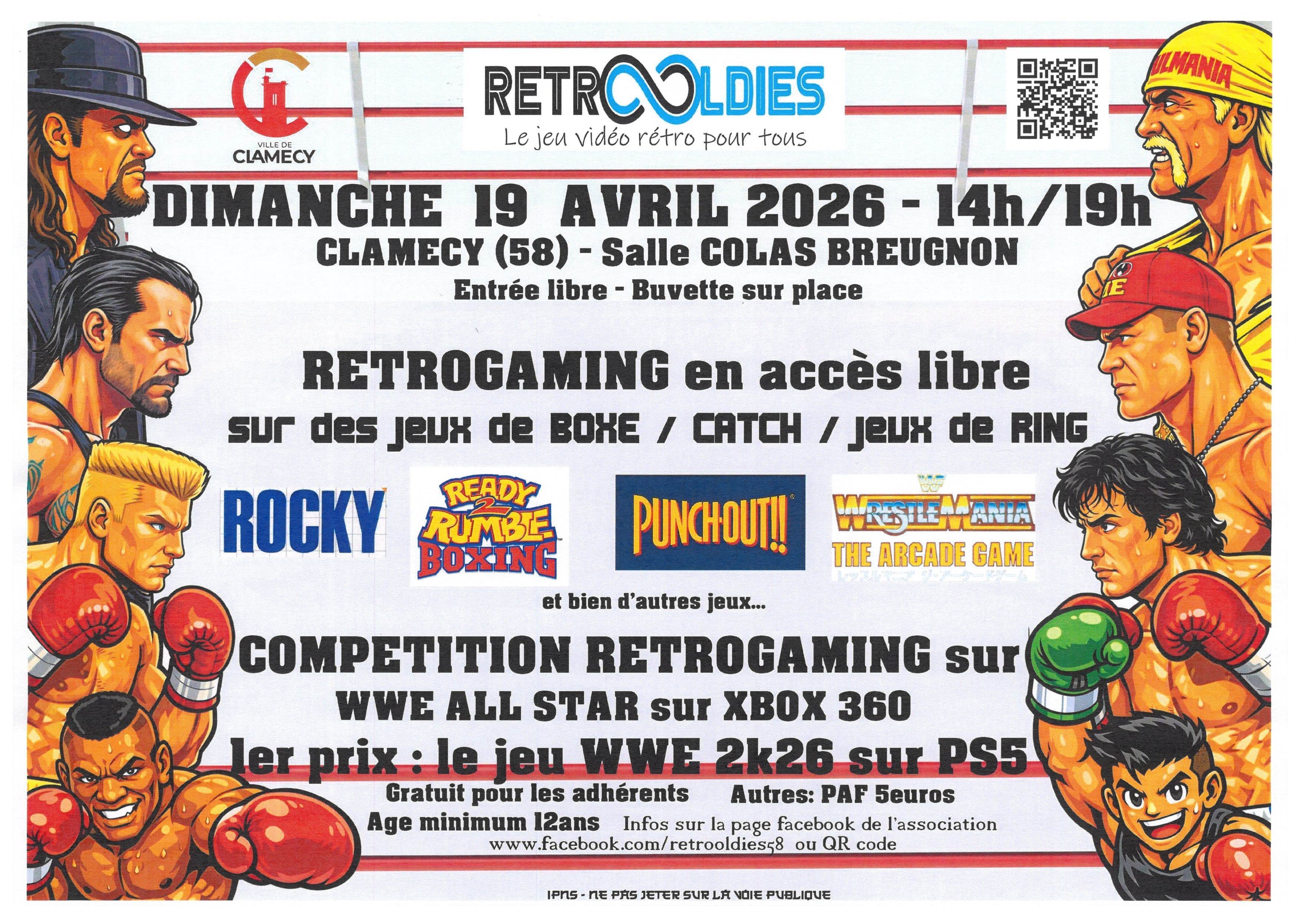 RETROGAMING jeux de boxe/catch/ring — visuel événement