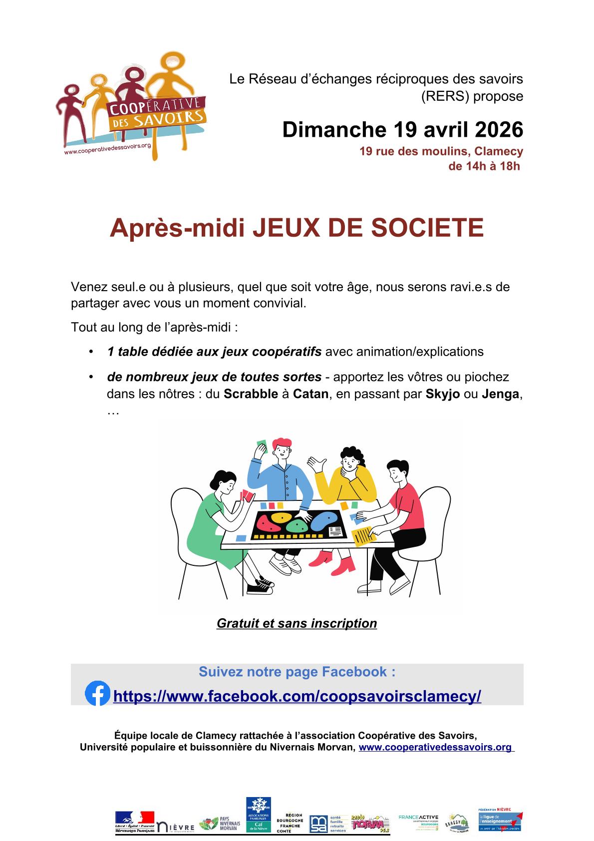 La Coopérative des Savoirs propose : Après-midi jeux de société, Clamecy