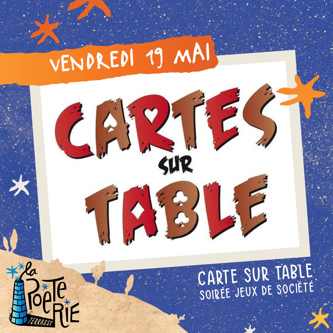 Soirée jeux avec carte sur table