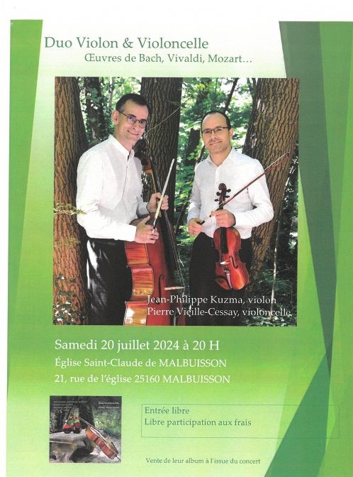 20 juillet - Concert de violon et violoncelle