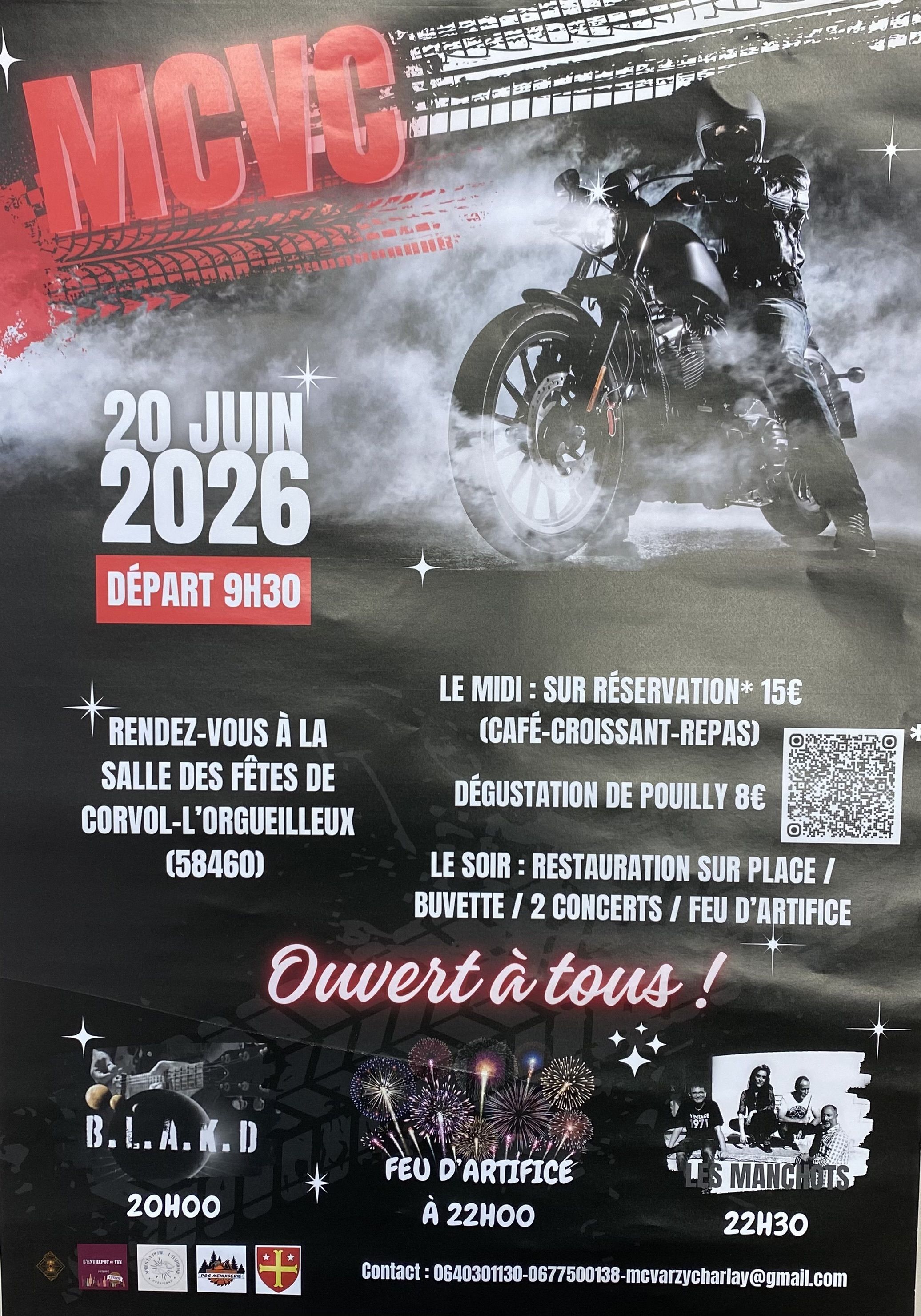 Balade en moto - Concerts - Feu d'artifice - Evénement organisé par le Moto Club Varzy Charlay