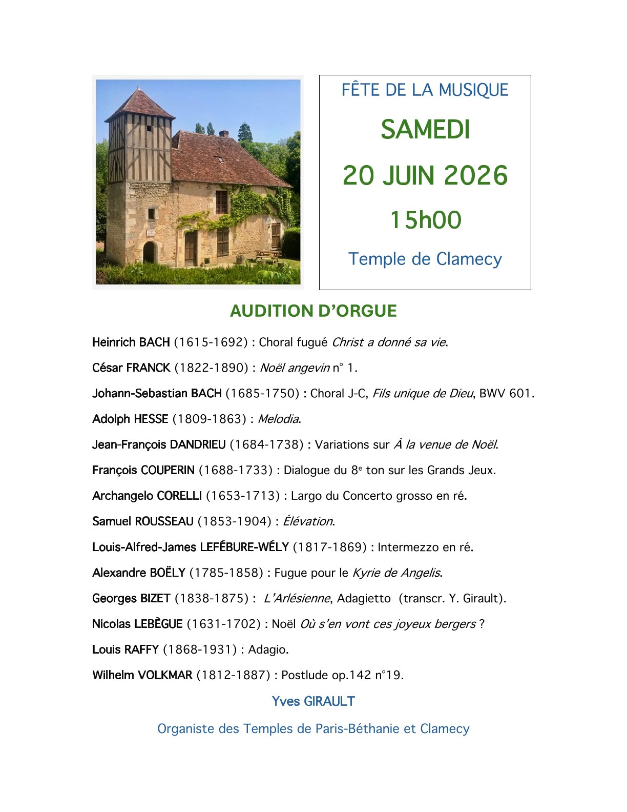 Fête de la musique au Temple de Clamecy