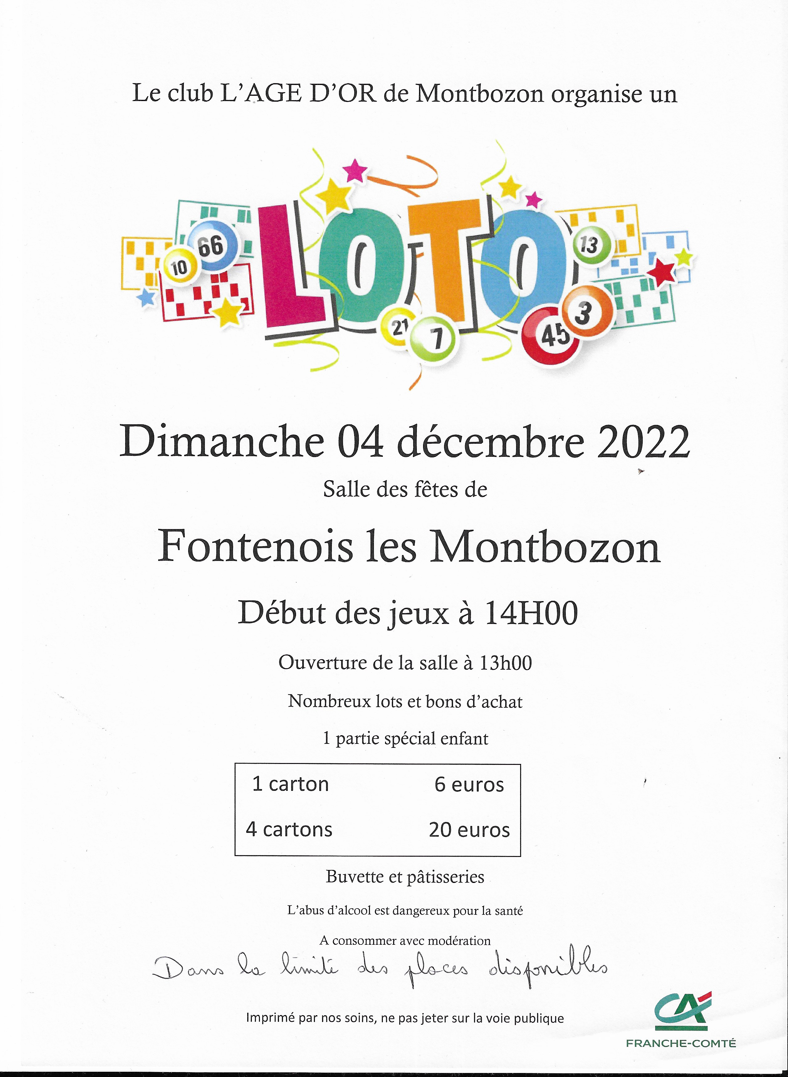 Loto à Fontenois-les-Montbozon