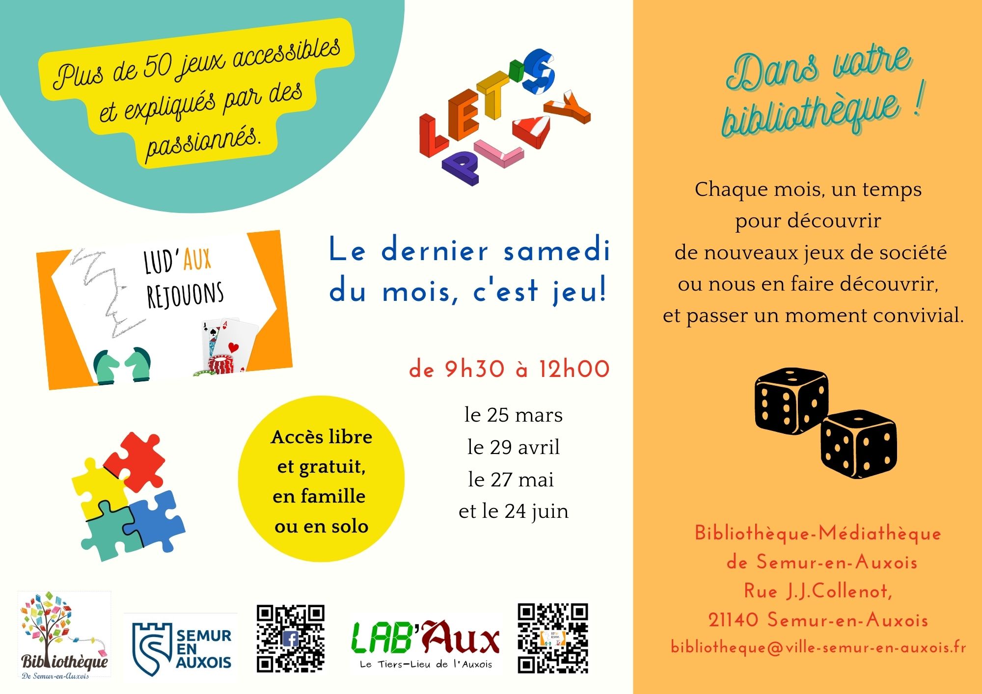 Jeux de société à la Bibliothèque de Semur
