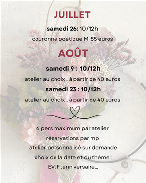 Planning des ateliers ID Créations