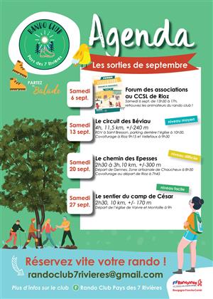 L'agenda du Rando club Pays des 7 Rivières