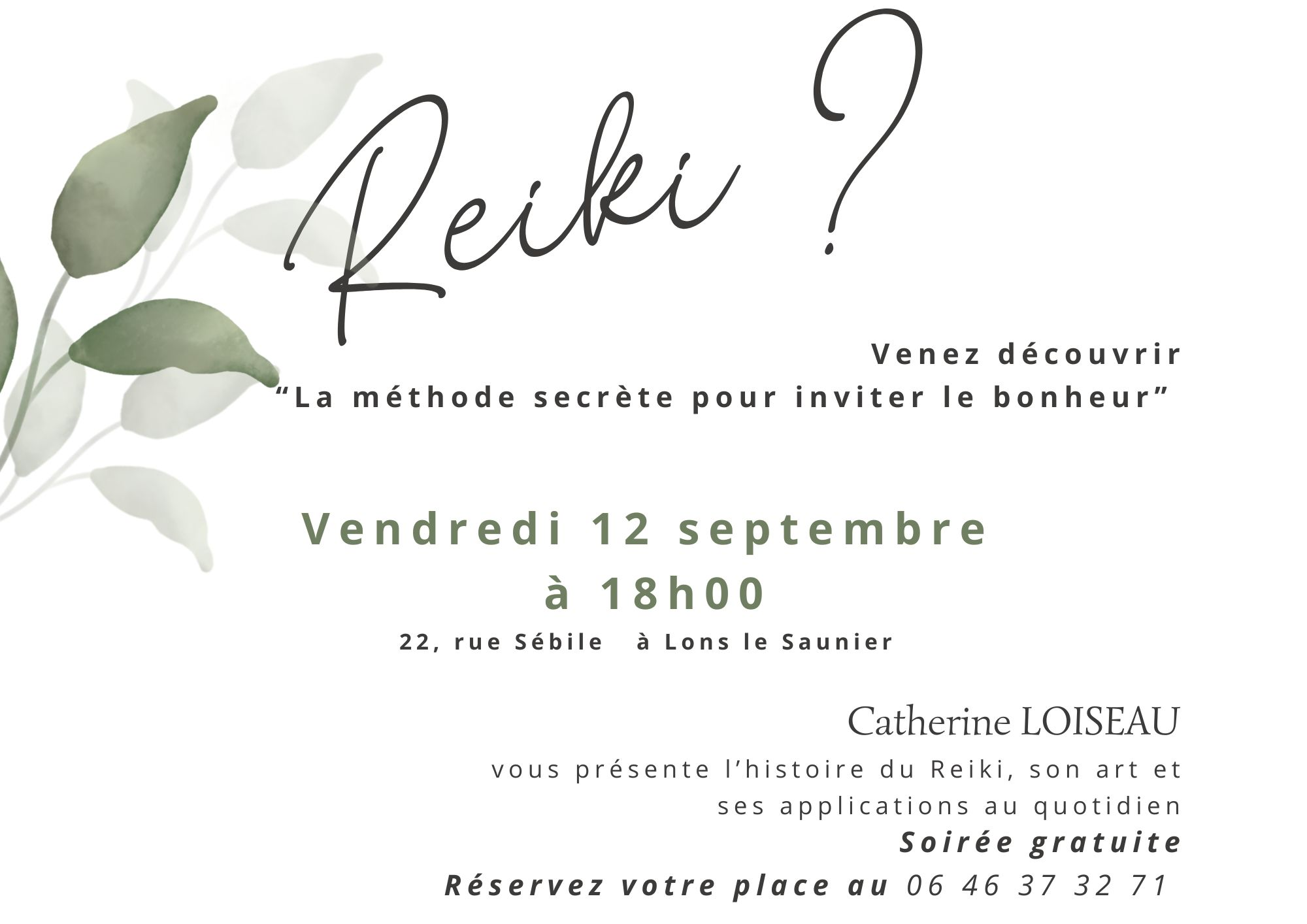 Soirée information Reiki Lons le Saunier 