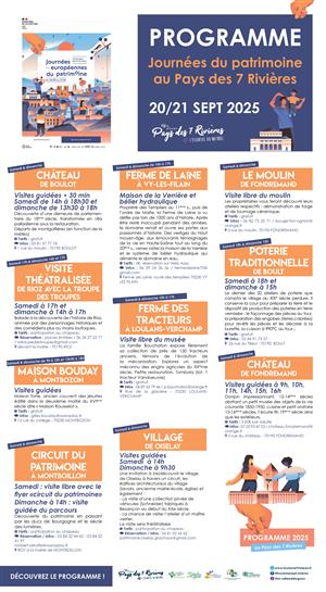 Journées du patrimoine au Pays des 7 Rivières