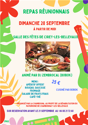 Repas réunionnais à Cirey les Bellevaux
