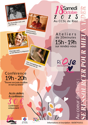 Après-midi bien-être et conférence le soir au CCSL Rioz le 18/10