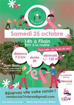 Marche rose de 7,5 km à Filain le 25/10