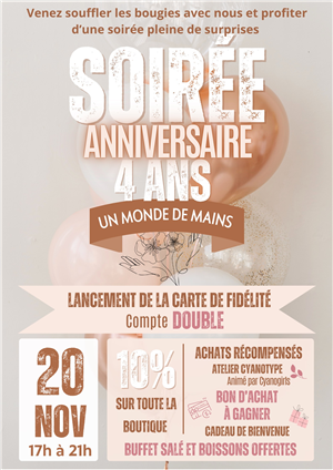 Soirée anniversaire "un monde de mains" pour les 4 ans à Rioz