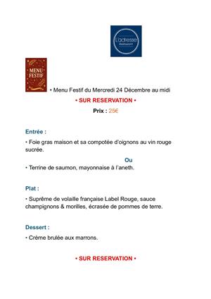 Repas du 24 décembre à midi à L'adresse à Rioz 