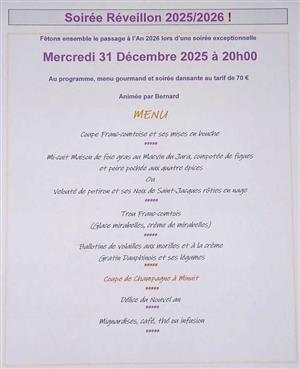 Le restaurant le ZINC à Boulot vous propose son menu gourmand pour le 31 décembre. Réservation conseillée au 09 79 00 31 30.