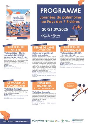 Journées du patrimoine au Pays des 7 Rivières