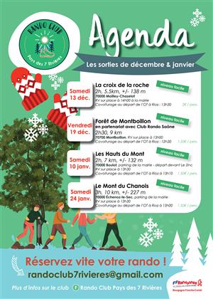 L'agenda du Rando club Pays des 7 Rivières