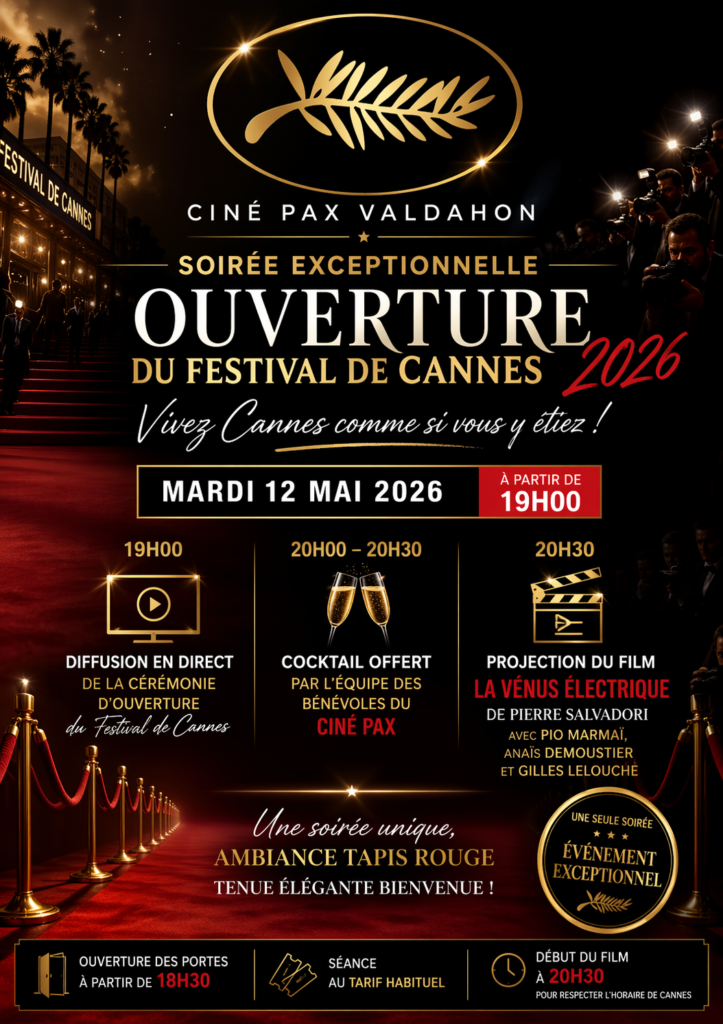 Retransmission de la Cérémonie d'Ouverture du Festival de Cannes — visuel événement