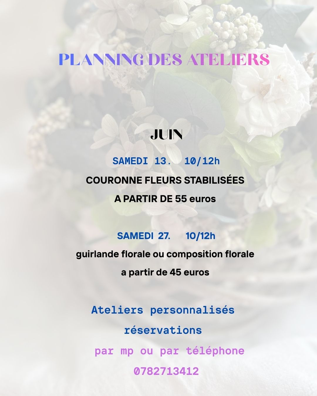 Ateliers personnnalisés fleurs
